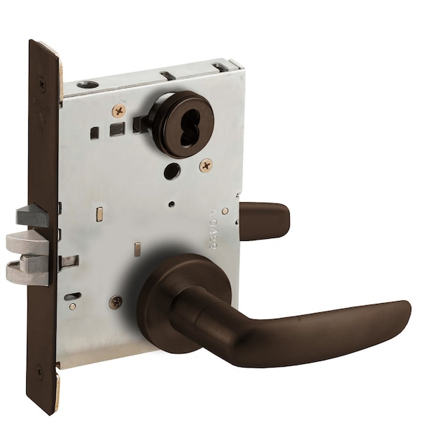 Schlage Grade 1 Entrance Office Mortise Lock, SFIC Prep Less Core, 07 Lever, A Rose, Dark Oxidized Satin Bro L9050B 07A 613 - main